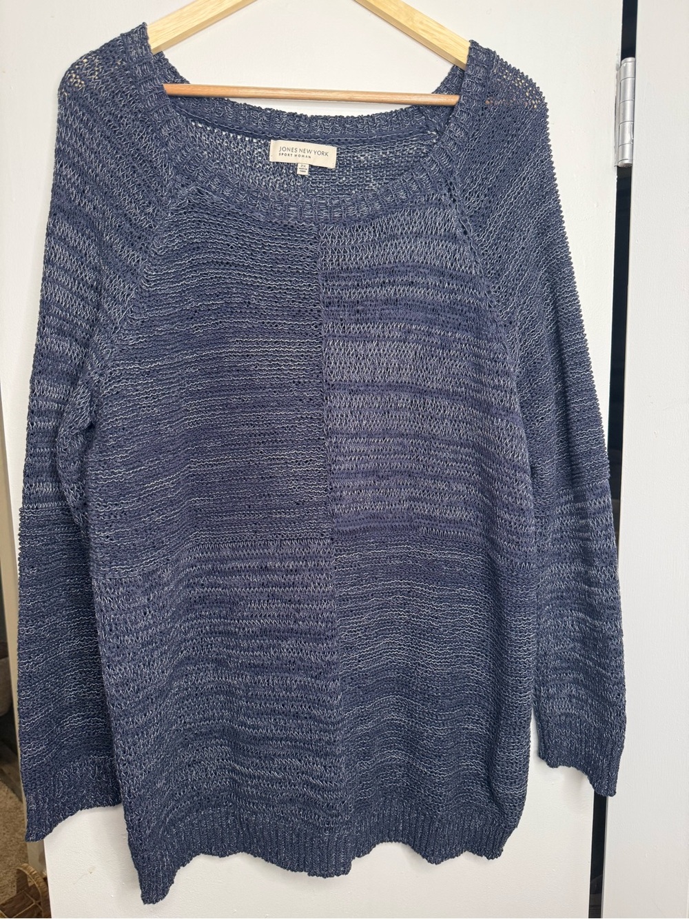 Jones New York Sport Woman Blue Open Knit Sweater 2X